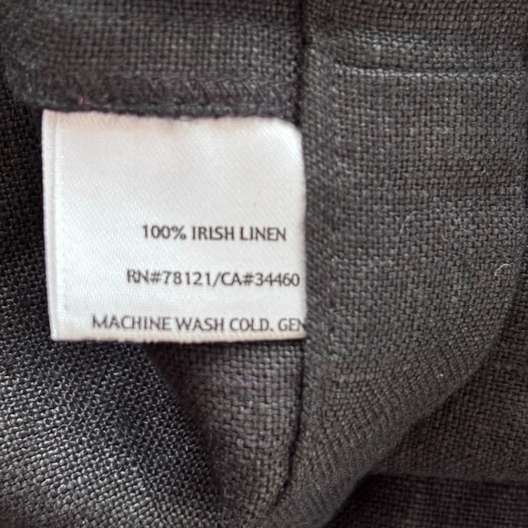 Eileen Fisher Irish Linen Pants Size L Wide Leg Crop Black Side Zip - Picture 7 of 8